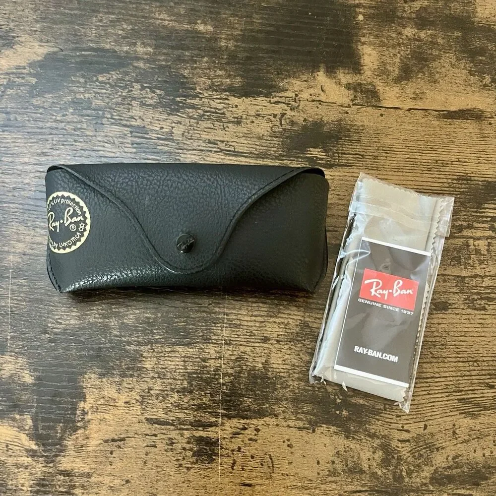 Ray-Ban Leather Eyeglass Case Soft Universal Glasses Pouch w/ Cleaning Cloth